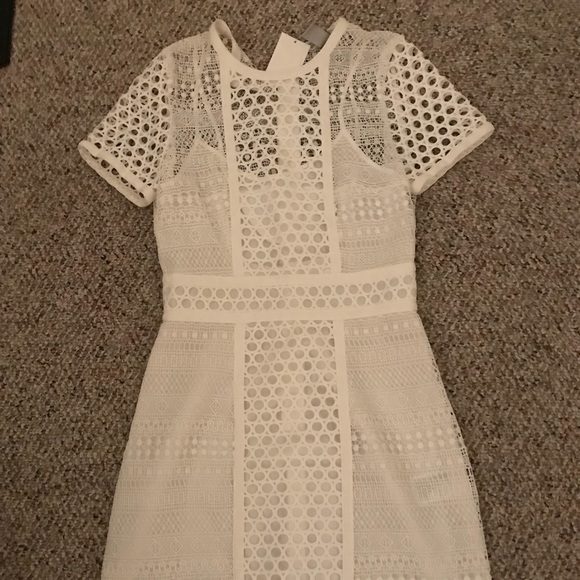 h&m white crochet dress
